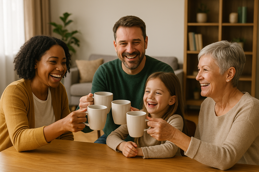 Family celebrating after sorting out their will
