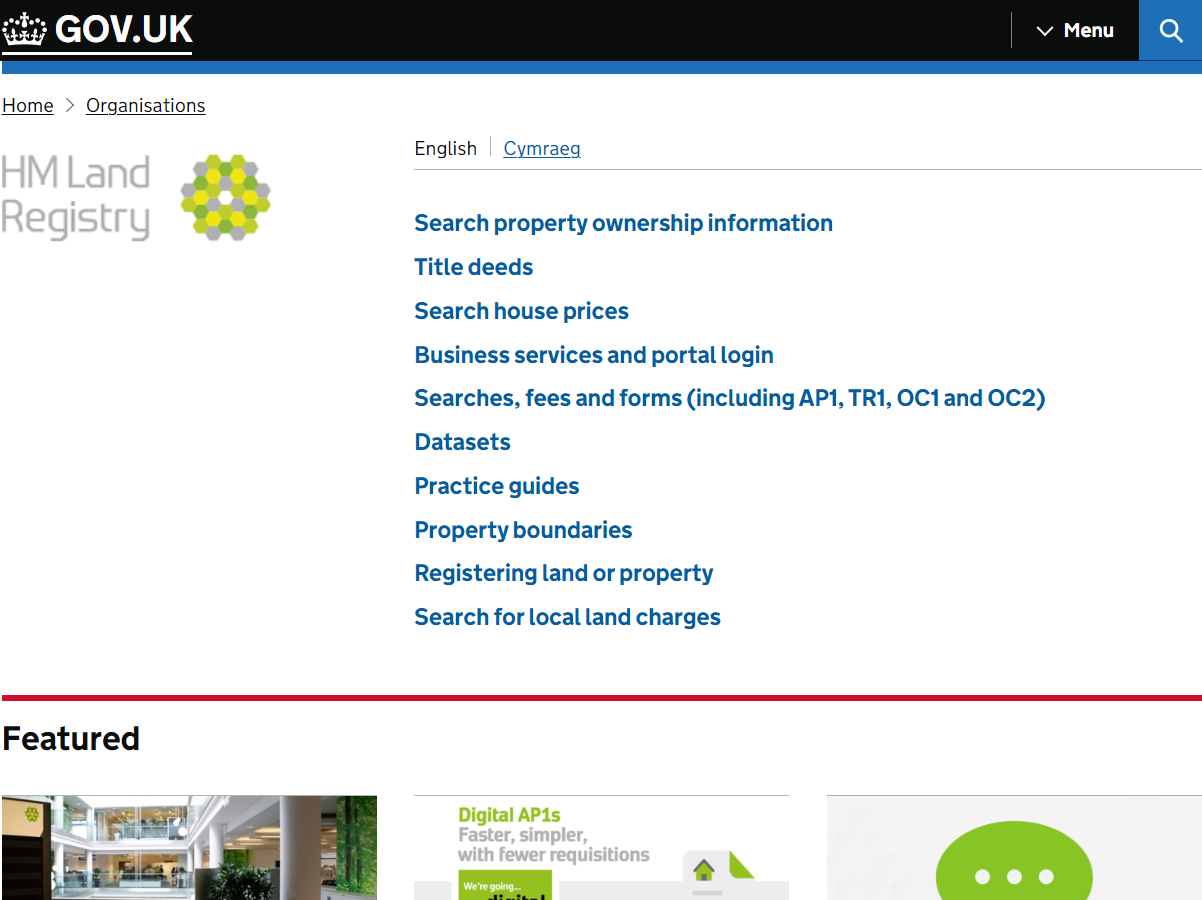 HM Land Registry Home Page ID2 Form